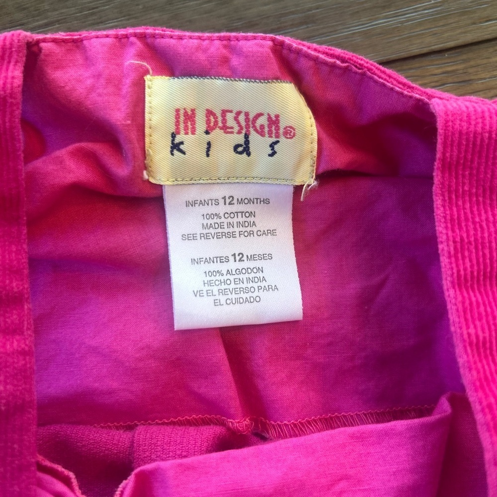 Baby Pink Corduroy Apple Pinafore Dress 12 Months Fall Y2K - Picture 5 of 5